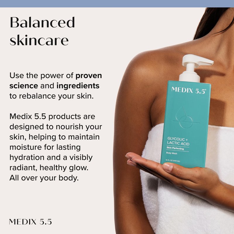 MEDIX Smooth & Glow 3PC Skin Care Set | Glycolic Acid Exfoliating Body Wash Gel + Brightening Vitamin C Cream + Firming Retinol Body Lotion Gift Box | Skin Care Products | Gifts For Women