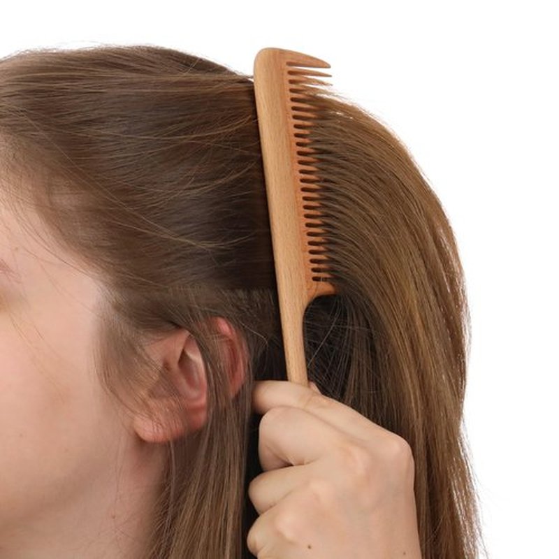 Wide Tooth Wooden Comb | Cepillo Ancho de Madera para Cabello | Natural Hairbrush | Vintage Style Hairbrush | Wood Comb for Gentle Styling | Anti-Static Hair Comb (Fine Tooth Tail Comb)