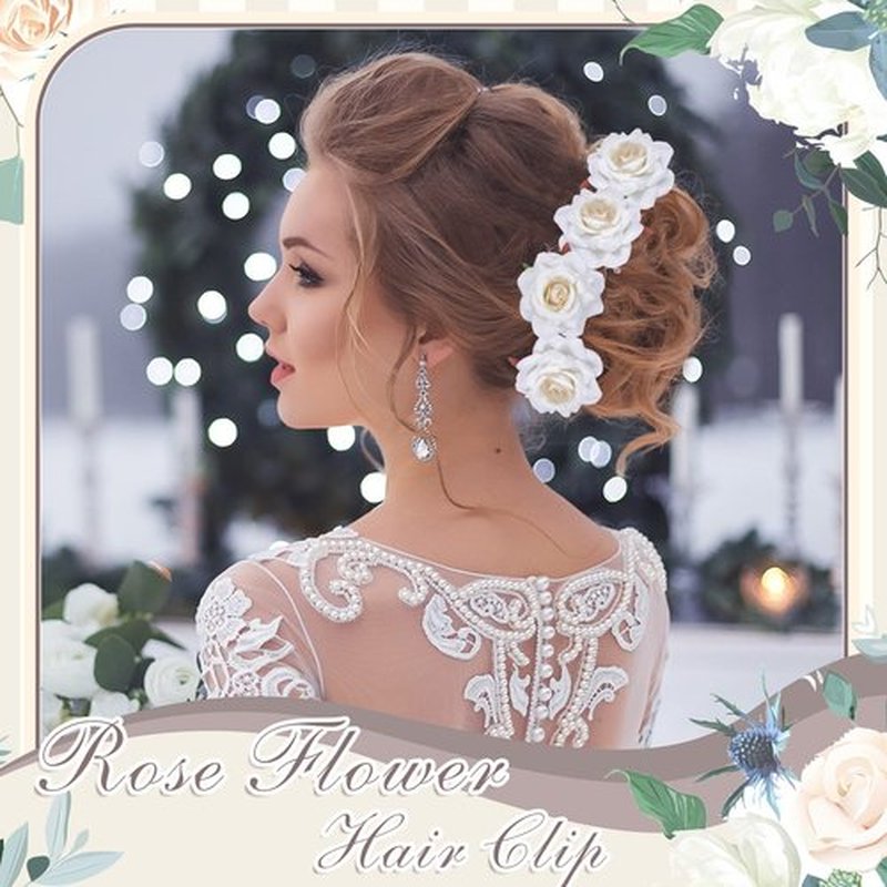 24 Pcs Flower Hair Clip Flower Hairpin Rose Brooch Floral Clips 2.8" Flowers Hair Clips Hair Flowers Headpieces Hair Accessories for Woman Bridal Bridesmaid Wedding Halloween(White)