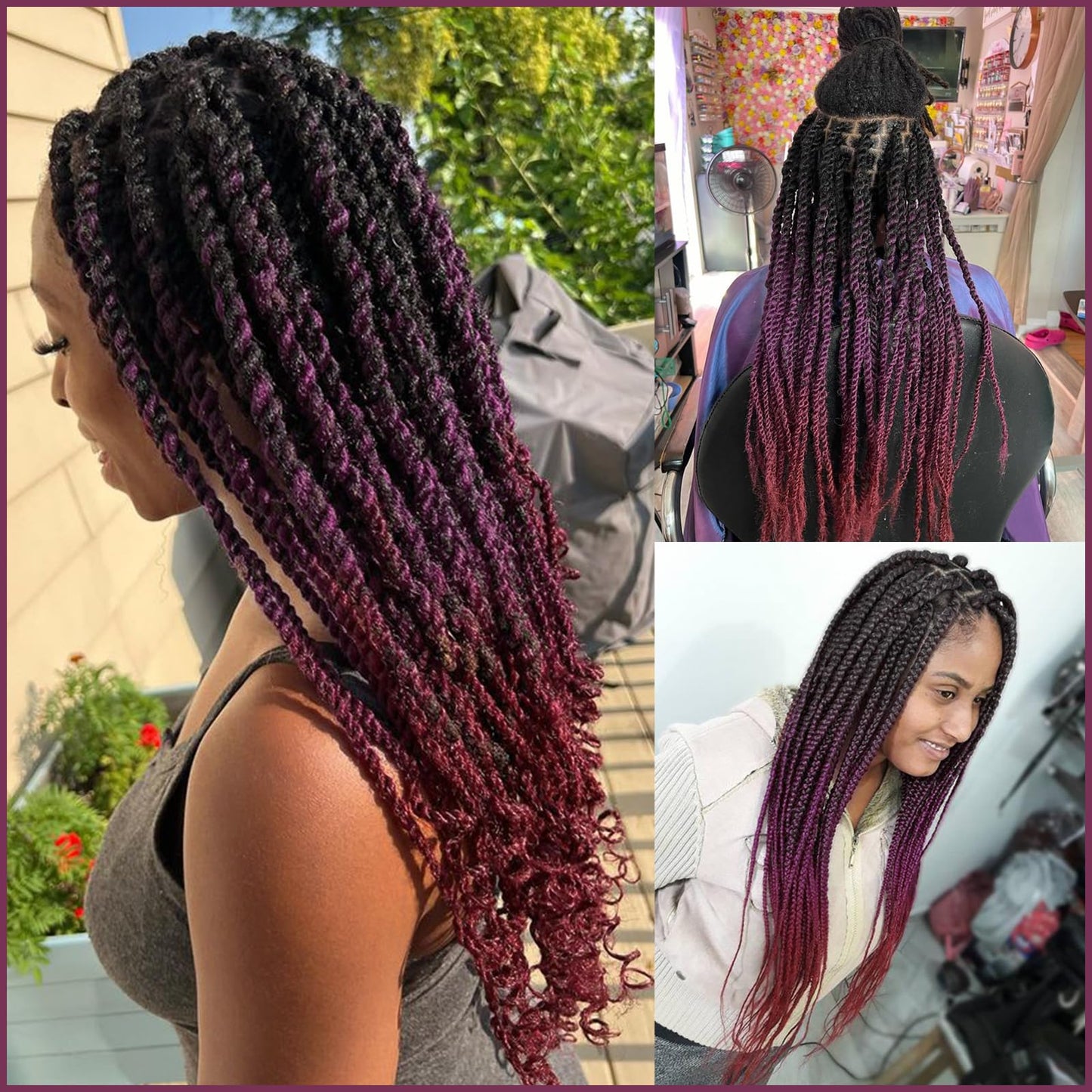 Ombre Pre Stretched Braiding Hair, 28''-3 packs Silky Color Blend Braid Hair Extensions, 100% Synthetic Crochet Hair Braids