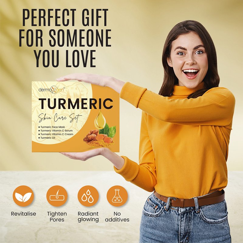 DERMAXGEN Glow Boosting Moisturizer- Anti-Aging, Reduce Acne, Dark Spot Remover, Hydrates & Controlling Oil & Refining Pores Turmeric Mask - Set of 4 (Turmeric Complete Set)