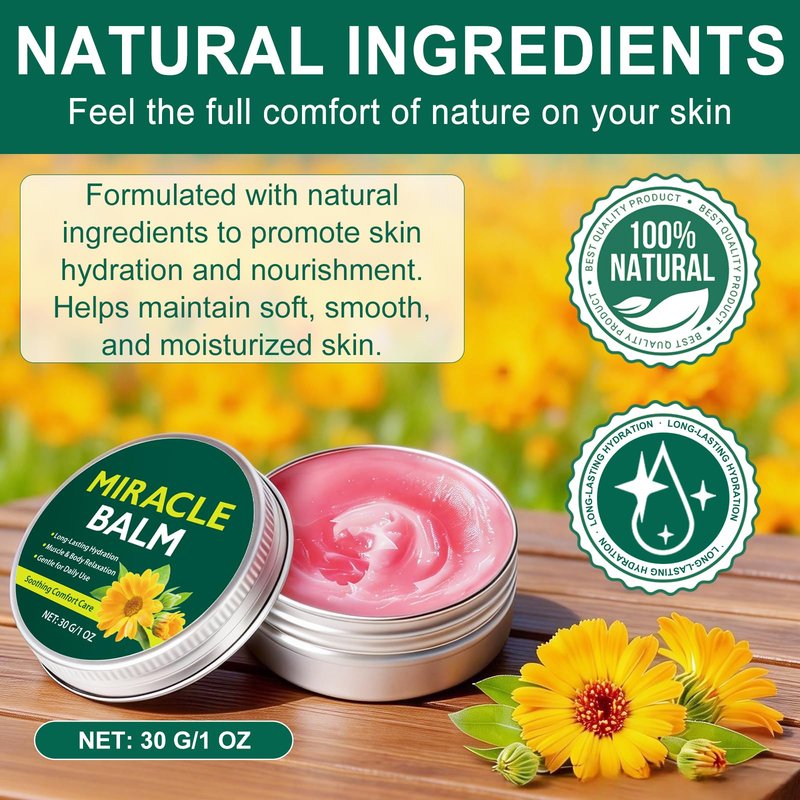 Miracle Balm - Arnica & Calendula Muscle Rub for Back, Neck, Shoulders - Non-Greasy & Fragrance-Free Body Massage Cream for Joint Comfort, Sore Muscle Relaxation & Daily Skin Care - 1 OZ (30G)