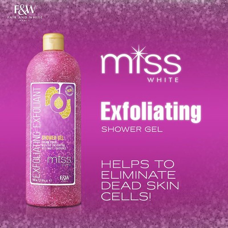 Fair and White, Miss White Exfoliating Shower Gel 1000ml - Formulated to Exfoliate Skin, with Pomegranate and Glycerin