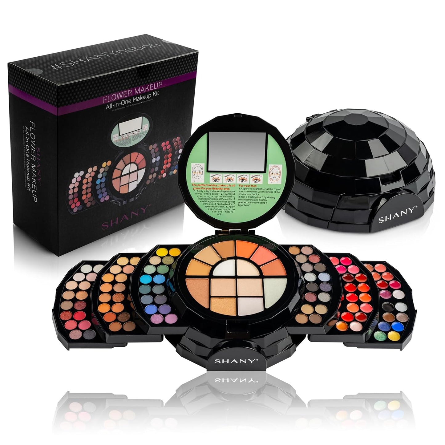 SHANY All About That Face Makeup Kit - All in one Beginner Makeup Set - Eye Shadows, Lip Colors, Face Makeup, Cosmetics applicators & More.