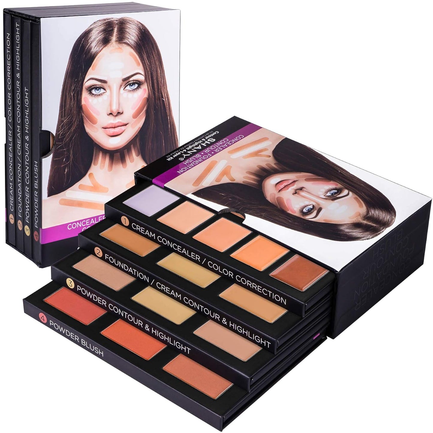 SHANY The Mini Masterpiece 6 Layers Makeup Foundation, Concealer, Camouflage, Contour, Blush and Face Cosmetics Sets - 6 Make up Kits Palettes