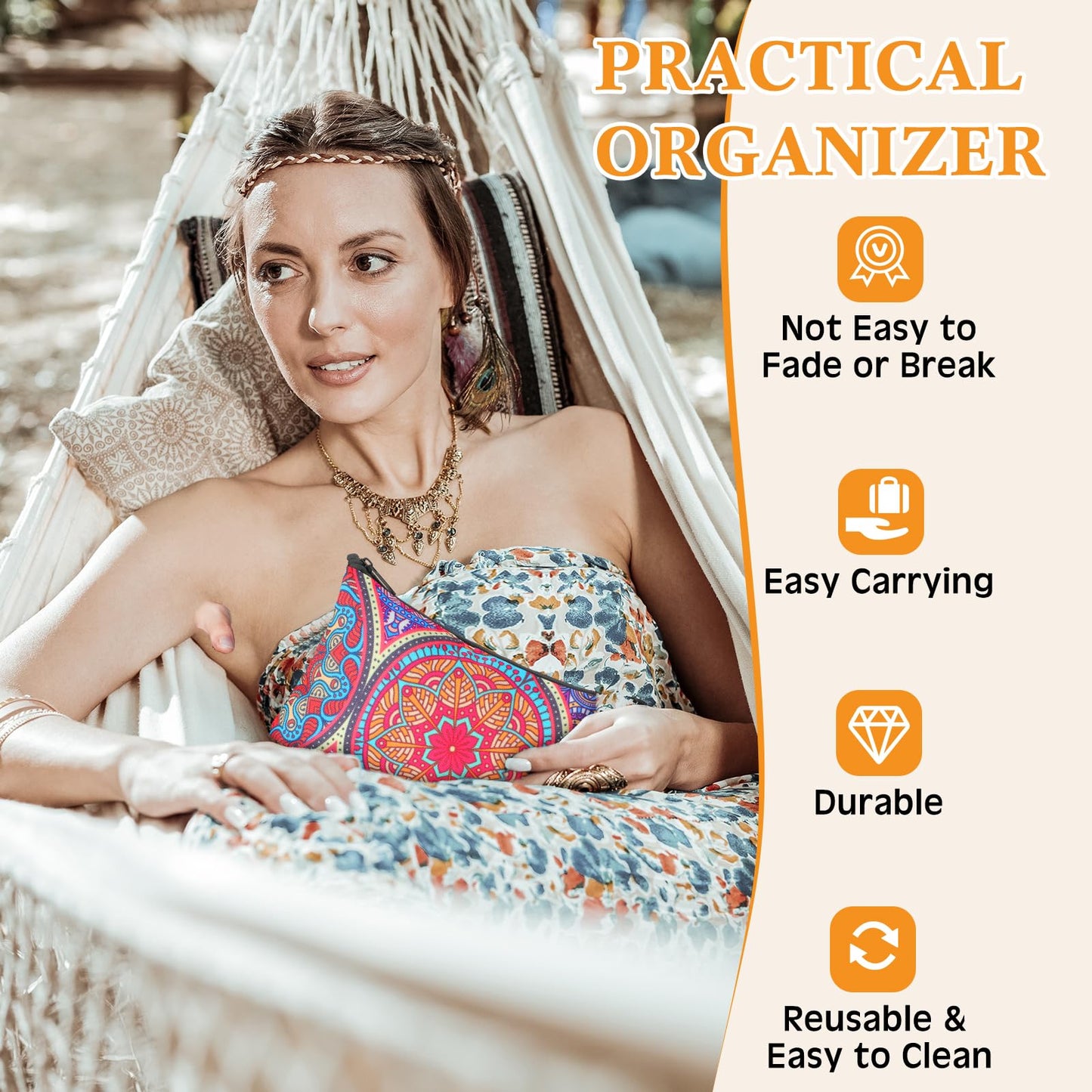 SilTriangle 24 Pieces Makeup Bags Bulk Canvas Cosmetic Bags Purse Organizer Zipper Cosmetic Pouch Portable Travel Toiletry Pouch for Women Men Gifts, 7 x 4 Inch (Mandala)