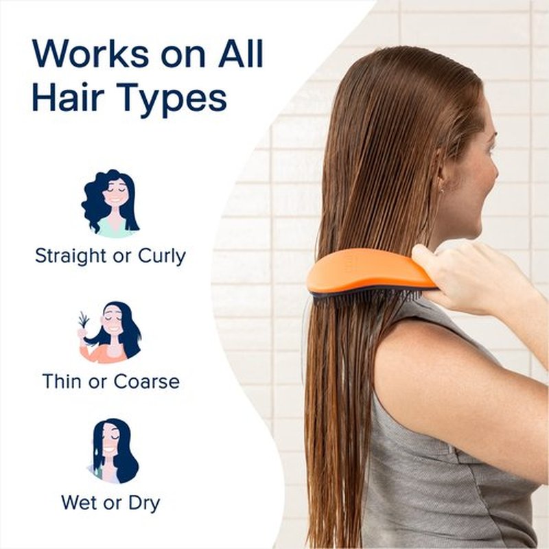Crave Naturals Glide Thru Detangling Brush - Detangler Brush for Natural, Curly, Straight, Wet and Dry Hair for Adults and Kids - Hair Brush for Little Girls, Toddlers, Teens - 7.5 x 3 inches, Coral