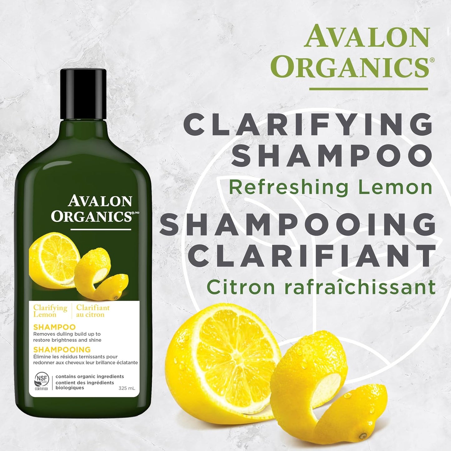 Avalon Organics Clarifying Lemon Shampoo, 11 oz. (Pack of 2)