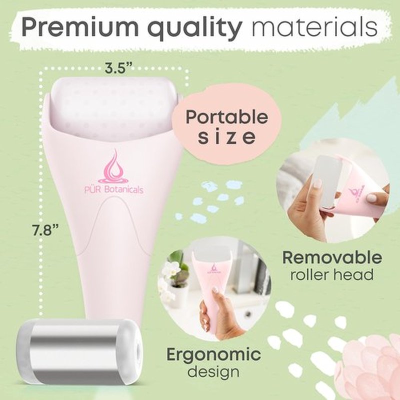 Ice Roller Face Massager 2 in 1 Set- Therapeutic Cooling to Naturally Tone & Tighten | Brighten Complexion and Reduce Wrinkles, Under Eye Puffiness | Facial Cool Ice Rollers for Migraine + Pain Relief