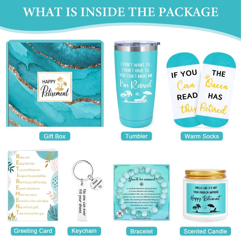 Retirement Gift for Woman 2026 Retired Gifts for Women Happy Cool Retirement Gift Basket for Women Coworker Teacher Nurse Friend Boss Mom Grandma Retirees, 20Oz Tumbler Card The Queen Has Retired Sock