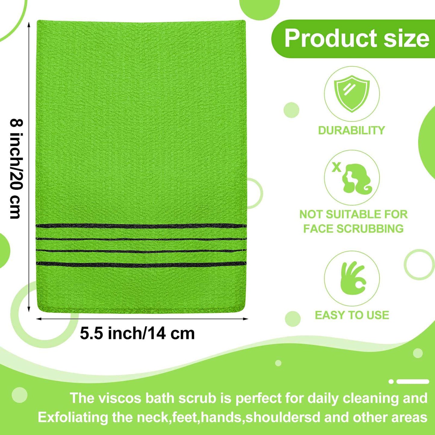 Tatuo 12 Pieces Korean Exfoliating Mitt Glove Italy Towel Body Skin Scrubber Exfoliating Scrubber for Remove Dead Skin Washcloth Korean(Small,Yellow, Green, Blue, Pink)