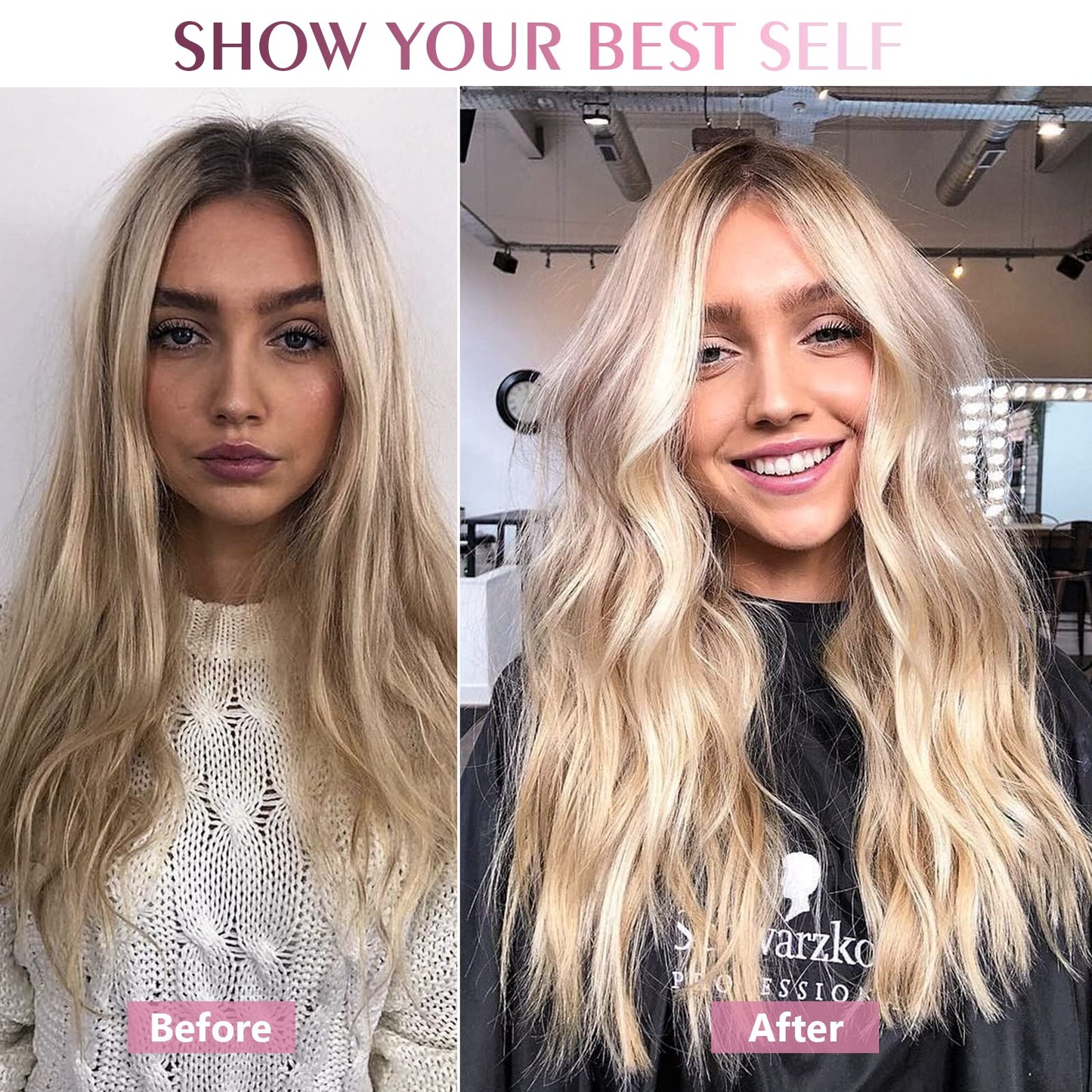 Fimislosion 22" Clip in Real Human Hair Extensions with Double Weft, 7pcs with 16clips,120 Gram (#18/613 Honey Blonde With Bleach Blonde)