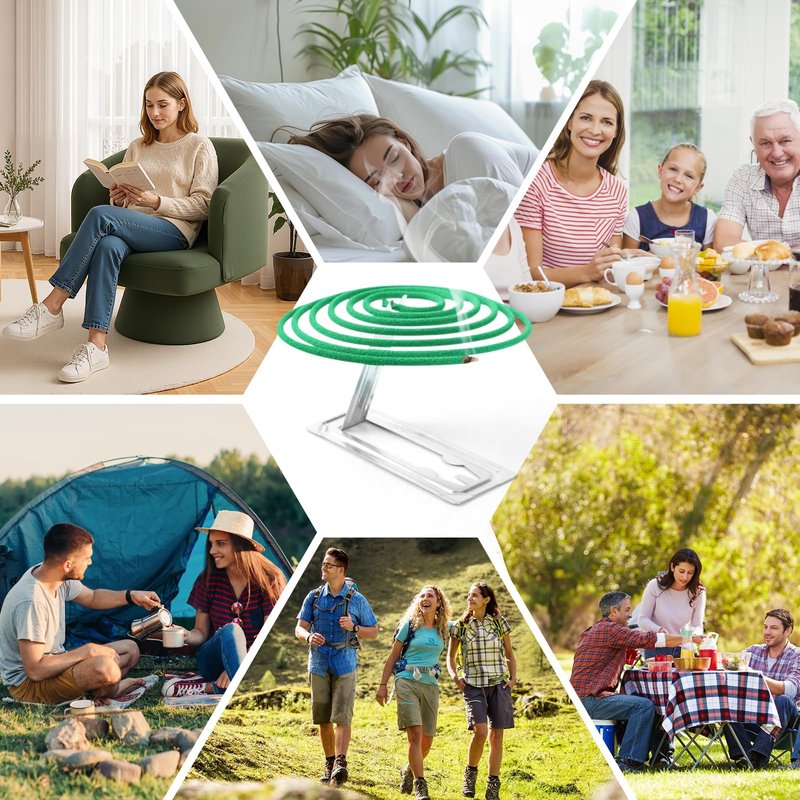 SCENTORINI Citronella Coils, 48 PCS Citronella Incense with Coil Holder, Suitable for Summer Home Outdoor Use, Pool Side, Patio, Camping, Porches, Courtyards, Farms, Garden Planting Area