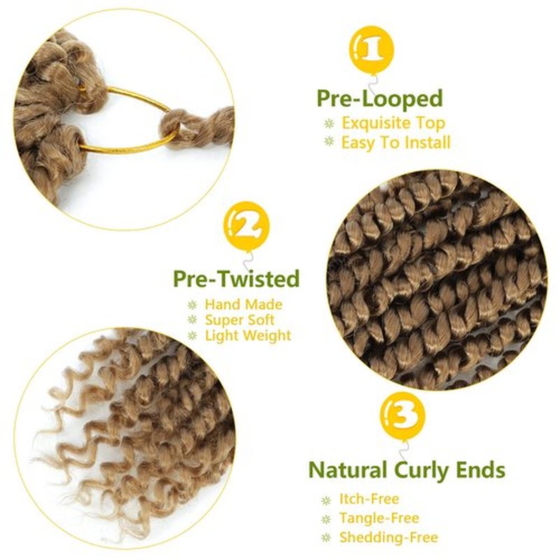 Fulcrum Passion Twist Crochet Hair 10 Inch, 8 Packs Pre Looped Passion Twist Hair, Pre-Twisted Passion Twist Crochet Hair For Black Women (10Inch (Pack of 8), 27#)