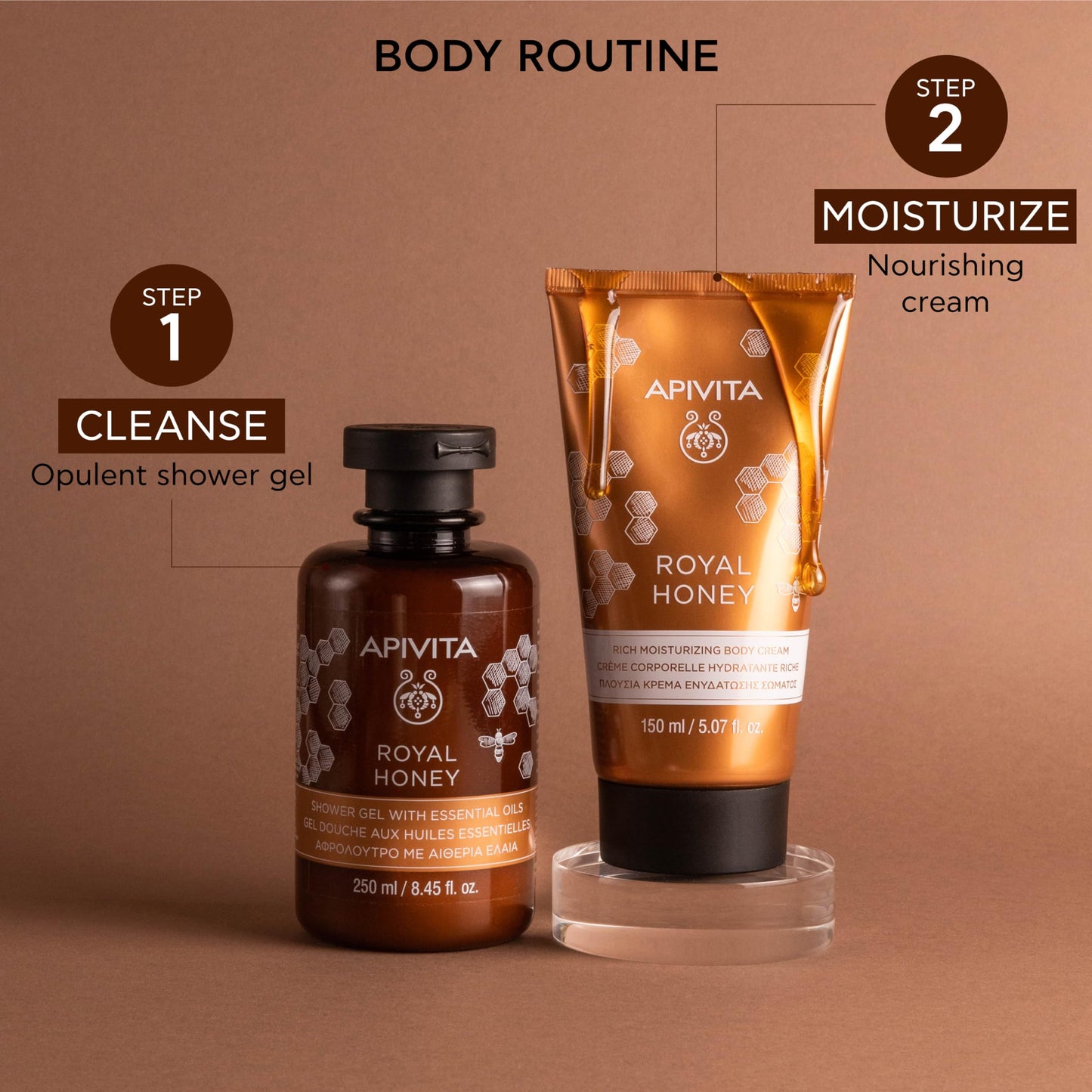 Apivita Royal Honey Rich Moisturizing Body Cream, Deeply Moisturizes, Nourishes & Replenishes with Honey & Beeswax