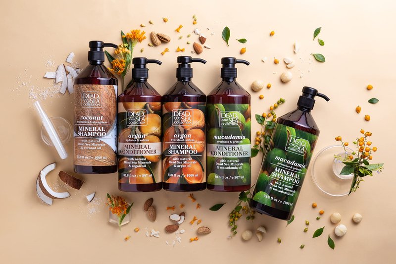Dead Sea Collection Shampoo and Conditioner Set with Argan Oil – Hydrating Softening Hair Products with Dead Sea Minerals for All Hair Types – Set of 2 Bottles (33.8 & 30.6 Fl. Oz.)