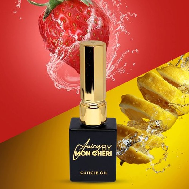 Nail Cuticle Oil by Juicy By Mon Cheri - 10ml Size for Hydrating, Healing Repairing Cuticles Care (Strawberry Lemonade Golden Touch)