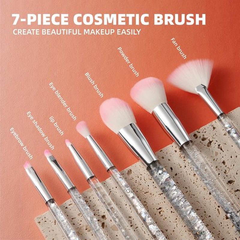 RAEEIKPHZ Travel Makeup Brush Set White,Foundation Grey Transparent Unique Liquid Flows Handle Blush Powder Fan Lip Eye Shadow Blender Eyebrow Brush Sets for Girls Lady Gift Present
