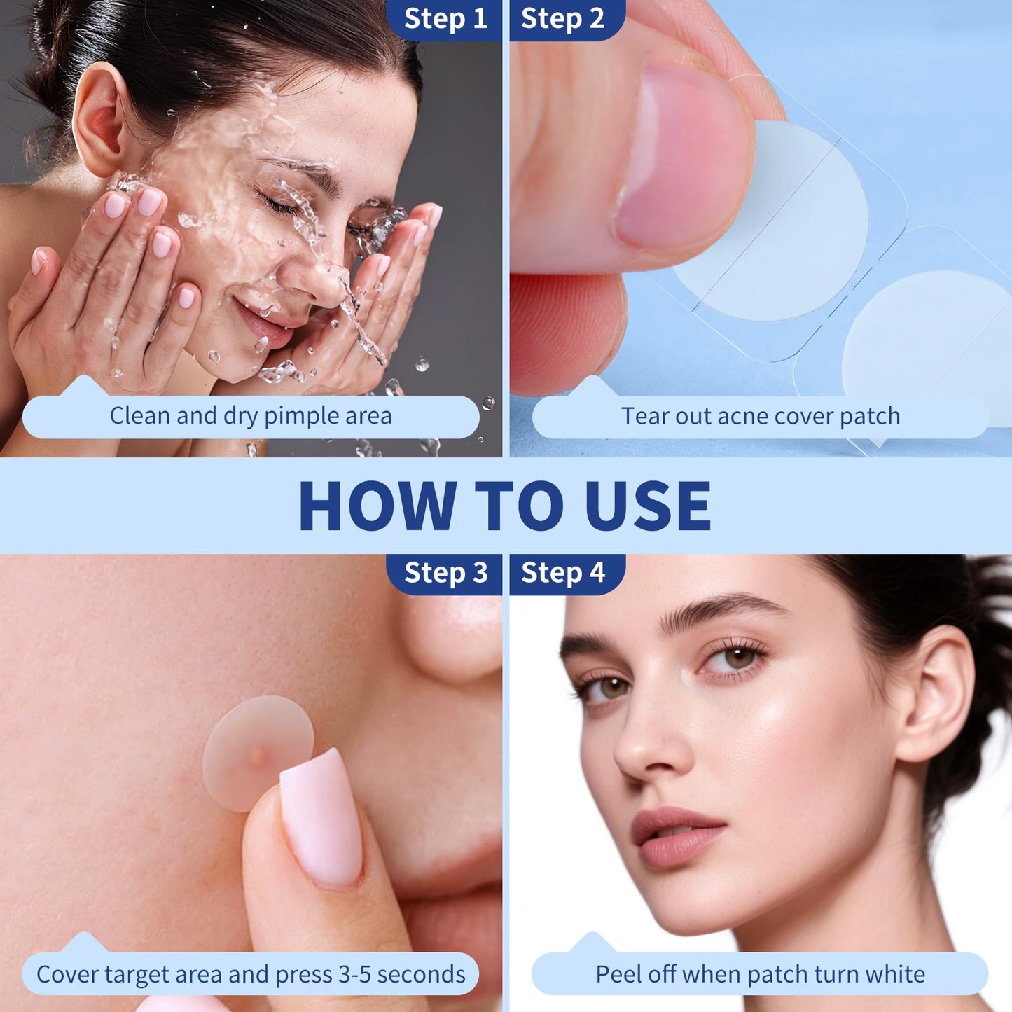 Daolyo Pimple Patches for Face, 4 Size 360 Counts Hydrocolloid Acne Patches for Covering Zits and Blemishes, Spot Stickers with Salicylic Acid, Tea Tree Oil & Calendula Oil, Mini Package
