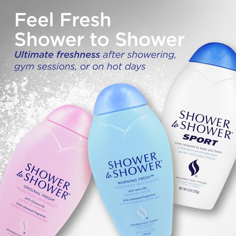 Shower to Shower Morning Fresh Body Powder with Lavender for Men & Women, Talc Free, Sweat Absorbing, Prevents Chafing & Odor, Deodorizing - 8 Ounce