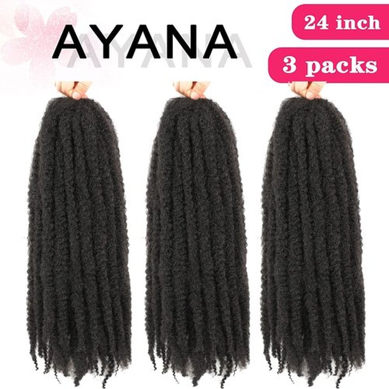 Ayana Marley Hair 3 Packs Marley Twist Braiding Hair Marley Braiding Hair For Faux Locs Crochet Hair 20 Inch Long Afro Synthetic Hair Extensions (20 inch-3 pack, 1B)