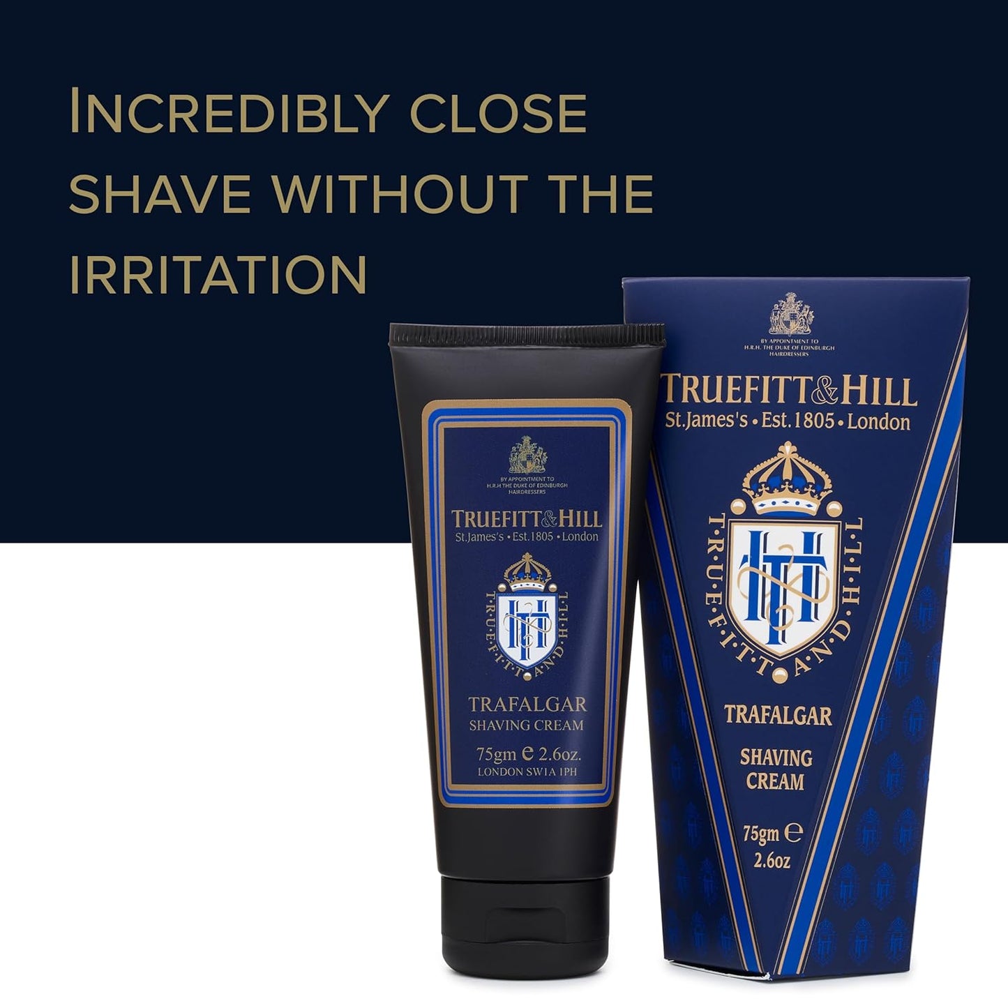 Truefitt & Hill Shaving Cream Tube - 1805 - Premium Glycerin-Based Lather, Smooth Glide, and Hydration for a Luxurious Shave - 2.65 oz
