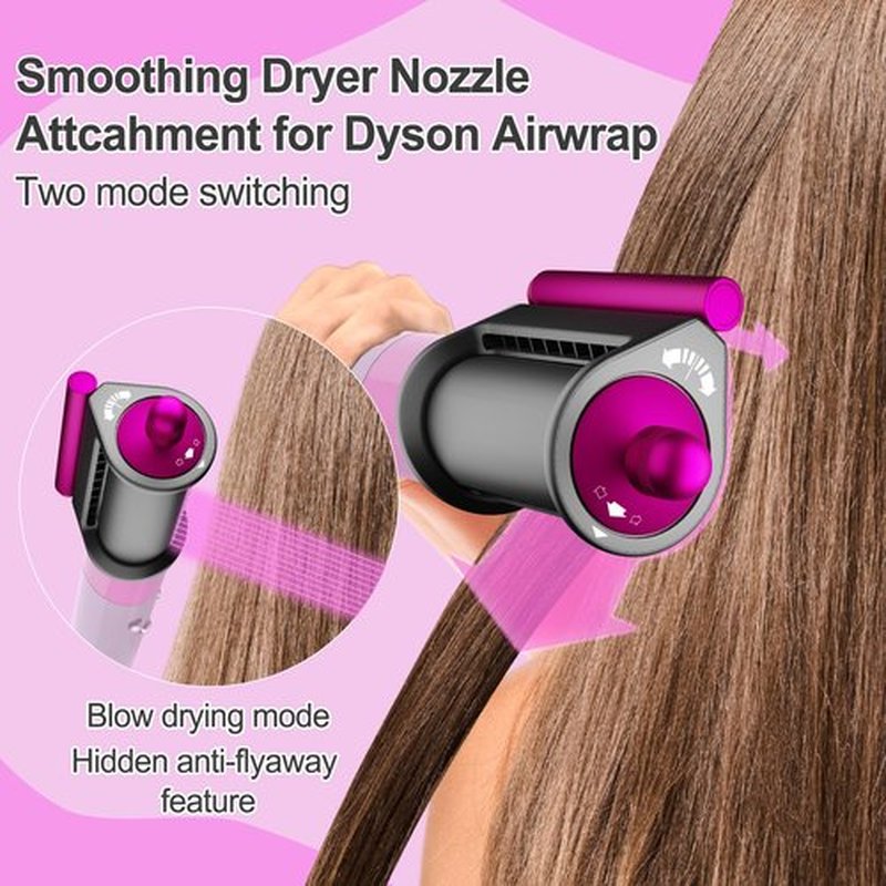 AFDD Round Volumizing Brush and Anti-Flight Flyaway Attachment for Dyson Airwrap Styler HS01/HS05, Hair Smoothing Drying Volumizer Styling Kit Attachment Compatible with Airwrap(Rose)