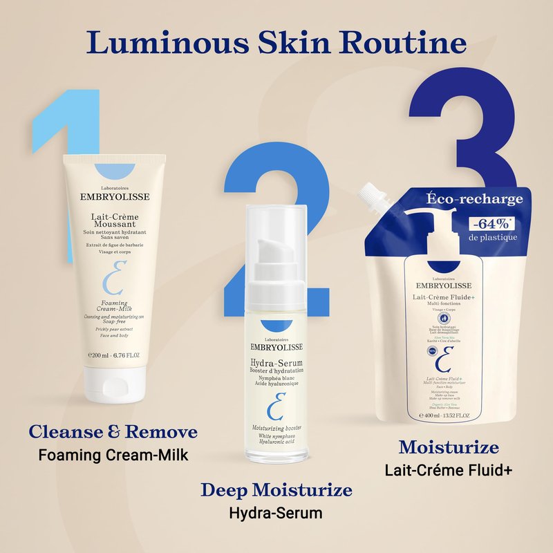 Embryolisse Lait-Crème Fluid+ Face & Body Cream, Multi-Use Lightweight Moisturizer with Shea Butter & Aloe Vera. Fast Absorbing, For All Skin Types