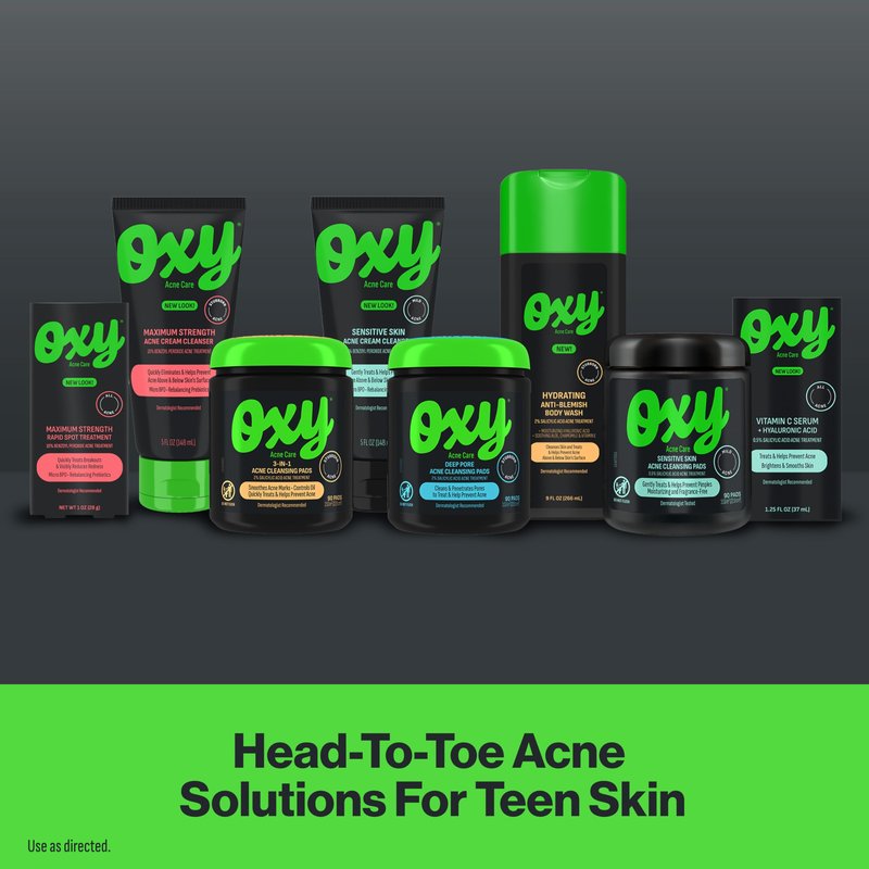 Oxy Stubborn Acne Anti-Blemish Body Wash For Teens, 2% Salicylic Acid, Hydrating Face & Body Wash Clears & Prevents Breakouts, Fast-Acting Acne Treatment, Dermatologist Recommended, 9 fl oz