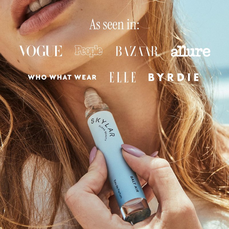Skylar Salt Air Travel Perfume for Women - Mini Fresh Beach Perfume, Driftwood, Sea Salt & Water Lily Notes - Hypoallergenic, Vegan, Clean Fragrance for Sensitive Skin - 10mL / 0.33 Fl oz