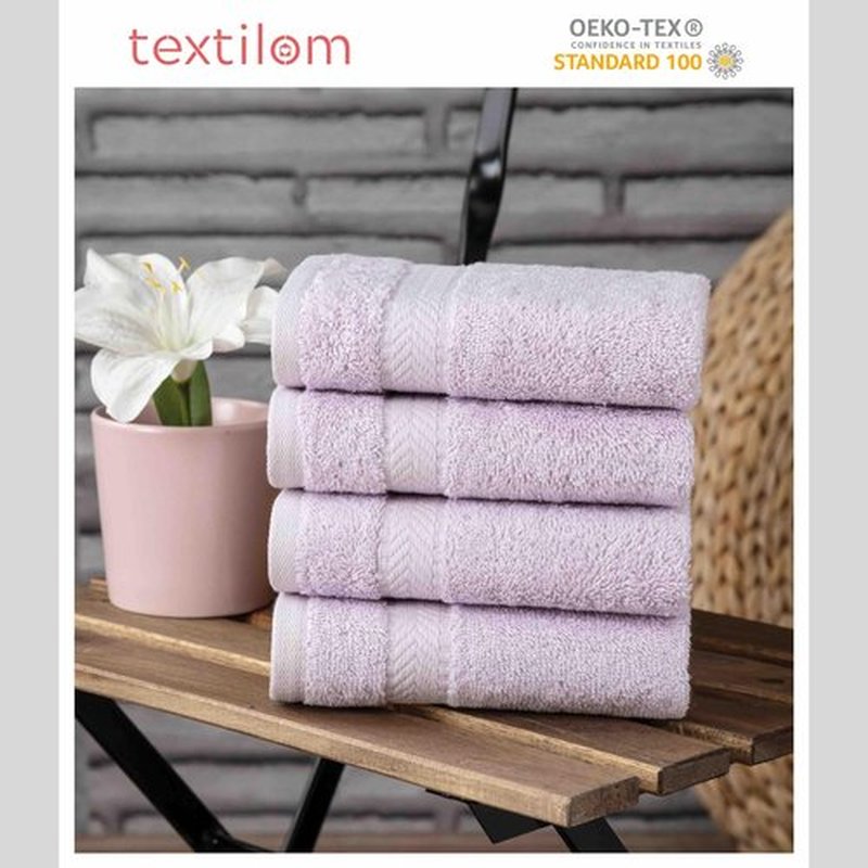 TEXTILOM Washcloths for Body and Face – Hotel and Spa Quality & Soft & Absorbent & Quick Dry Wash Cloths for Your Body – 100% Turkish Cotton Wash Clothes Towel Set of 4 (13 x 13 inches) - Lilac