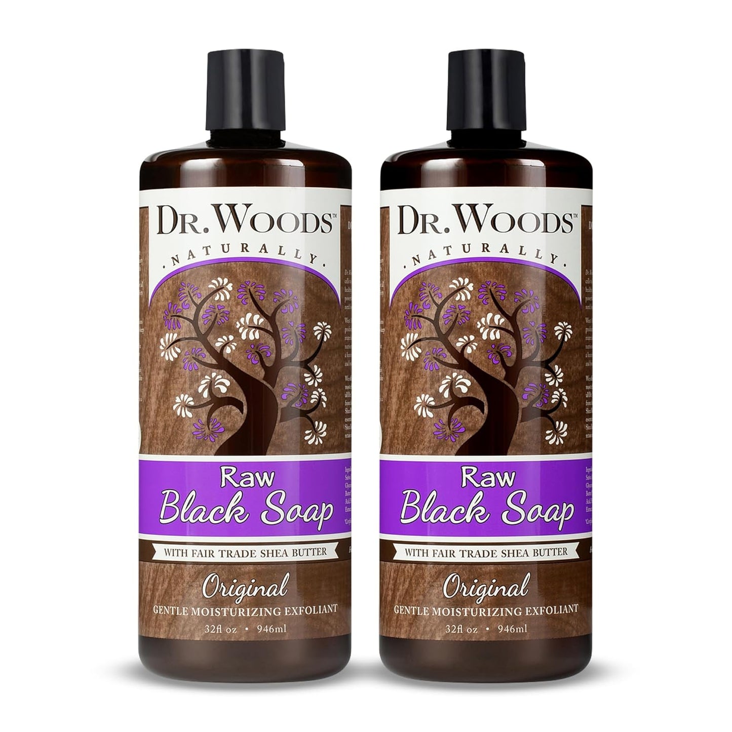 Dr. Woods African Black Castile Soap - Moisturizing Liquid, 32oz (2-Pack)