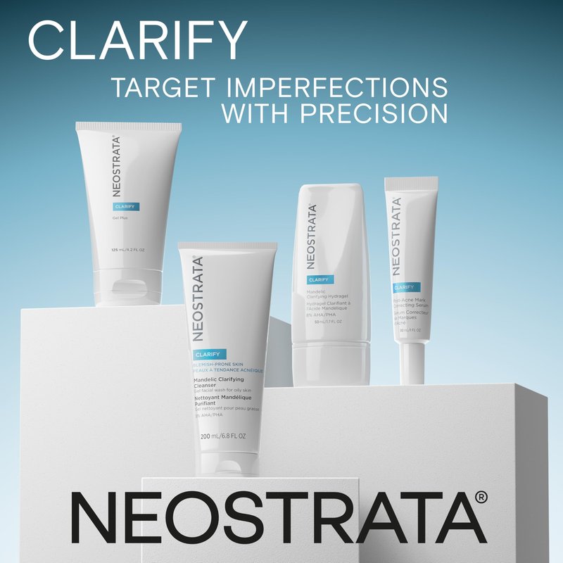 NEOSTRATA CLARIFY Mandelic Clarifying Hydra Gel, Matte Face Moisturizer for Oily and Acne Prone Skin, Exfoliates and Refines Pores with Salicylic Acid, Oil Free Hydration, Non-Comedogenic, 1.7 oz