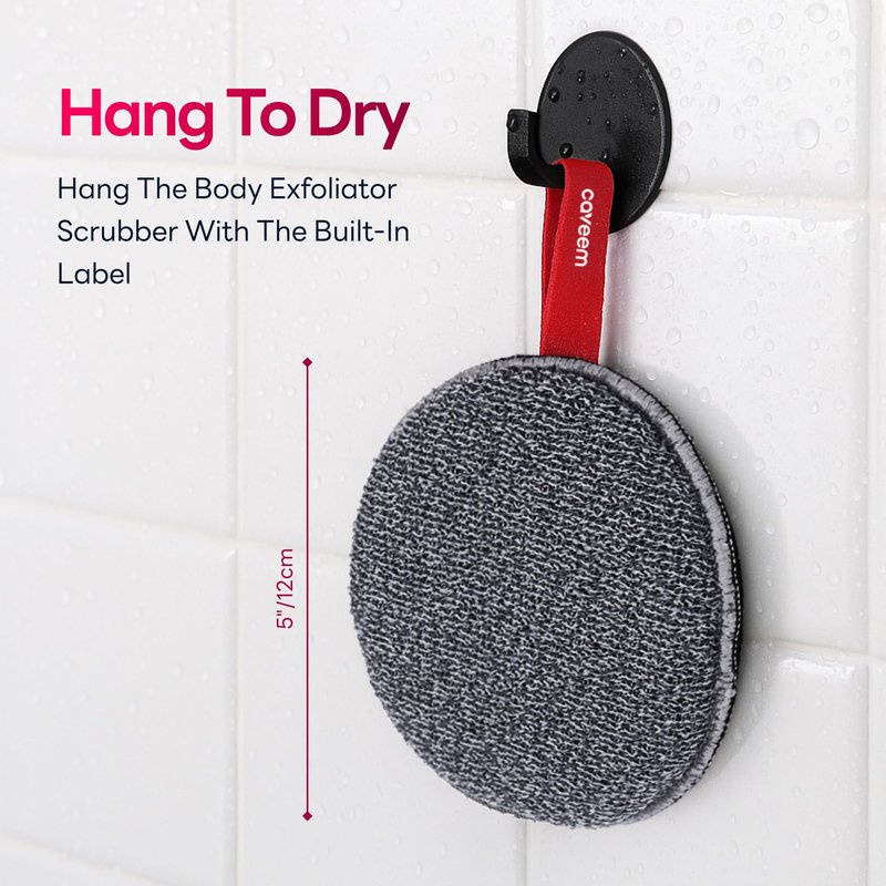 Caveem Exfoliating Body Scrubber, Extra Rough Shower Exfoliator Sponge, Body Exfoliating Sponges for Remove Dead Skin, Bath and Body Exfoliate Buffer, Round Sponge for Women (2 Pack)
