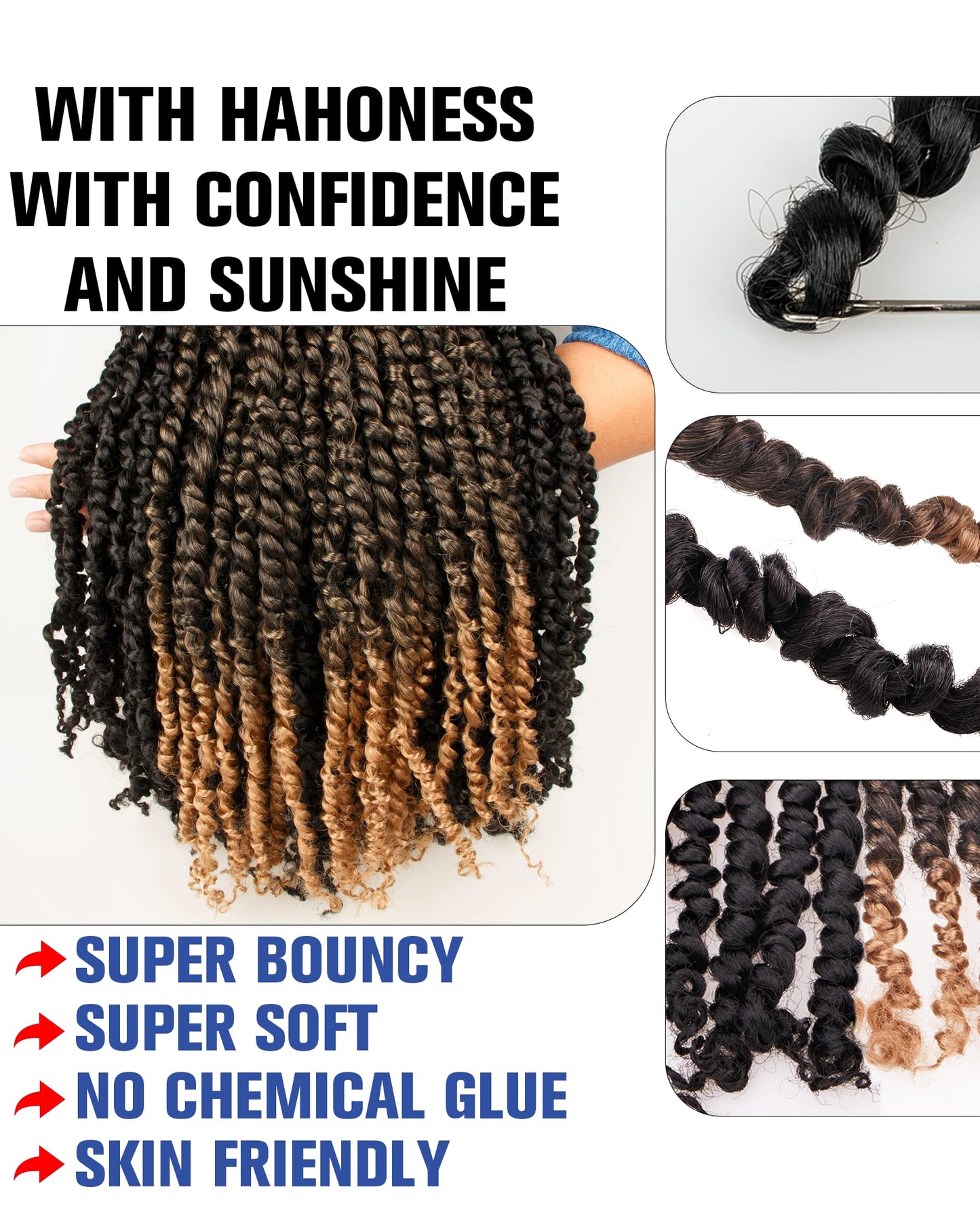 Passion Twist Crochet Hair For Black Women - Super Long Pre-twisted Pre Looped Hair Extensions (20 Inch, 9 Packs, 1B+T27)