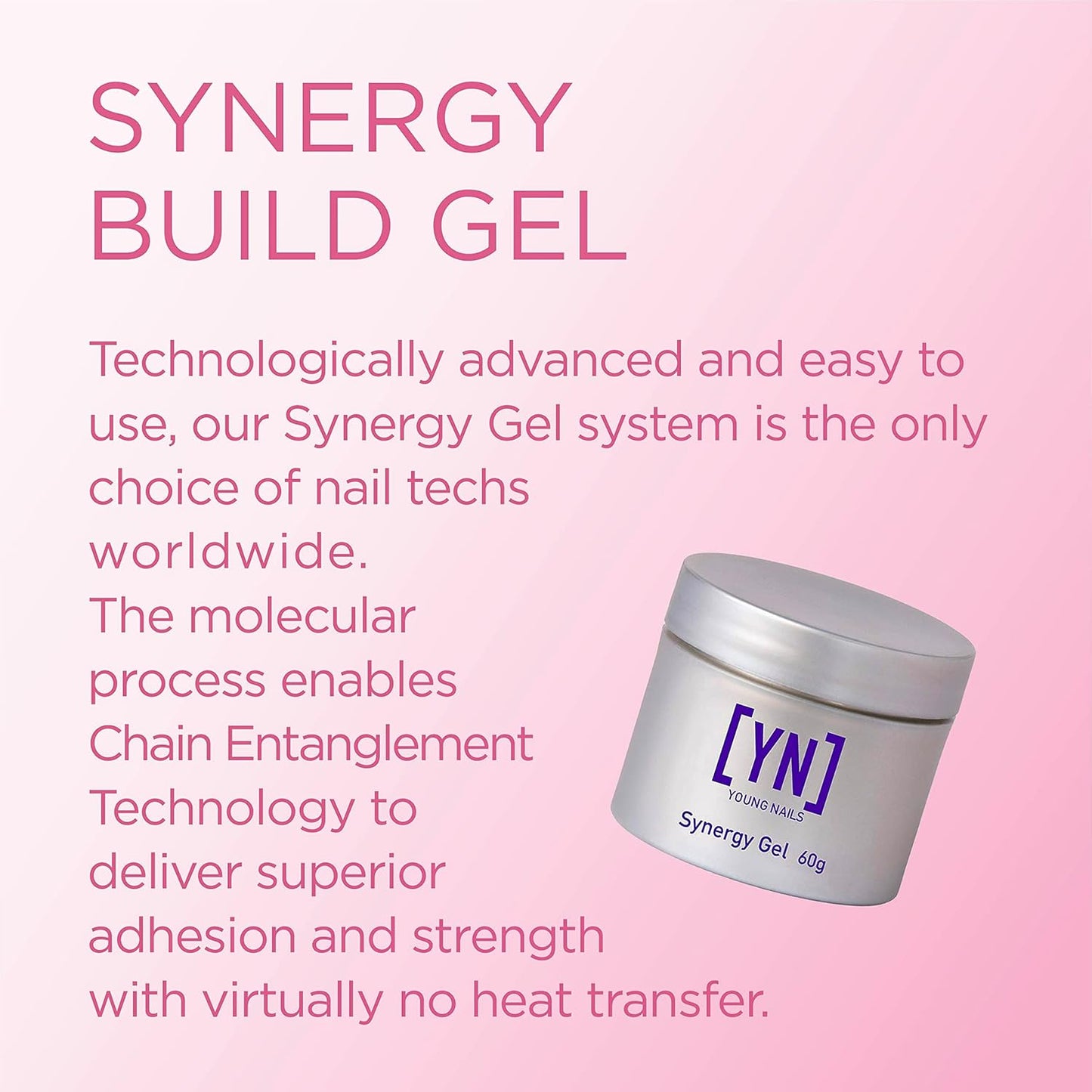 Young Nails Synergy Gel System, Building Gel - Hard Builder Gel, Superior Adhesion & Strength, Structured Nail Gel Builder - Build Gel, Clear, 15g