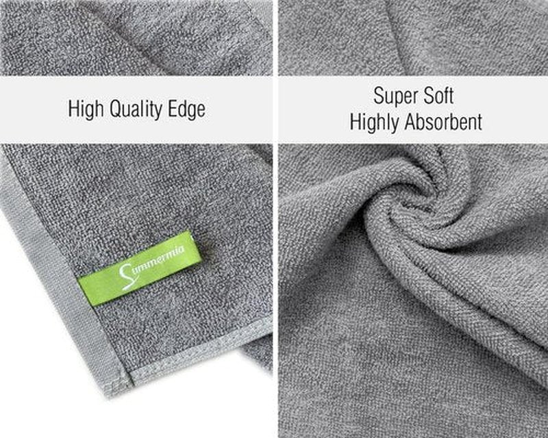SUMMERMIA 12 Pack Washcloths 13" x 13" - Soft Wash Cloths for Your Face Towel, Viscose derived from Bamboo & Cotton Blend Wash Cloths for Your Body (Gray)