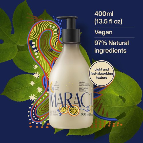 natura - Ekos Maracujá Nature of Dreams Body Lotion - Calming Lotion - 24 Hours of Hydration - Essential Fatty Acids - Vegan Skin Care - Brazilian Beauty Secrets - Body Care - 13.5 fl oz (400ml)