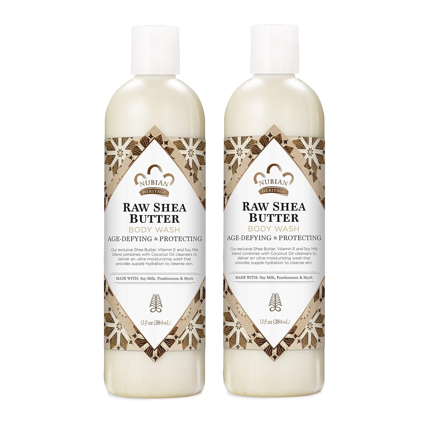 Nubian Heritage Body Wash for Dry Skin Raw Shea Butter Paraben Free Body Wash, 13 Fl Oz (Pack of 2)