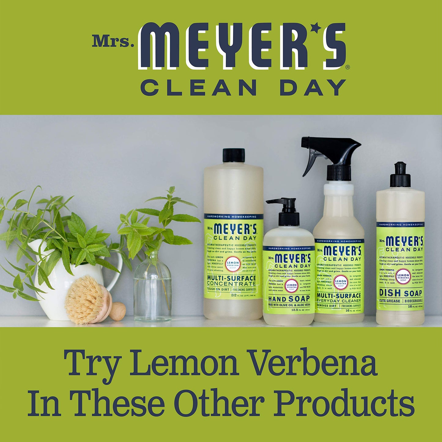 MRS. MEYER'S CLEAN DAY Liquid Hand Soap Refill Bottle, Lemon Verbena Scent, 33 Fl oz (Pack of 1)