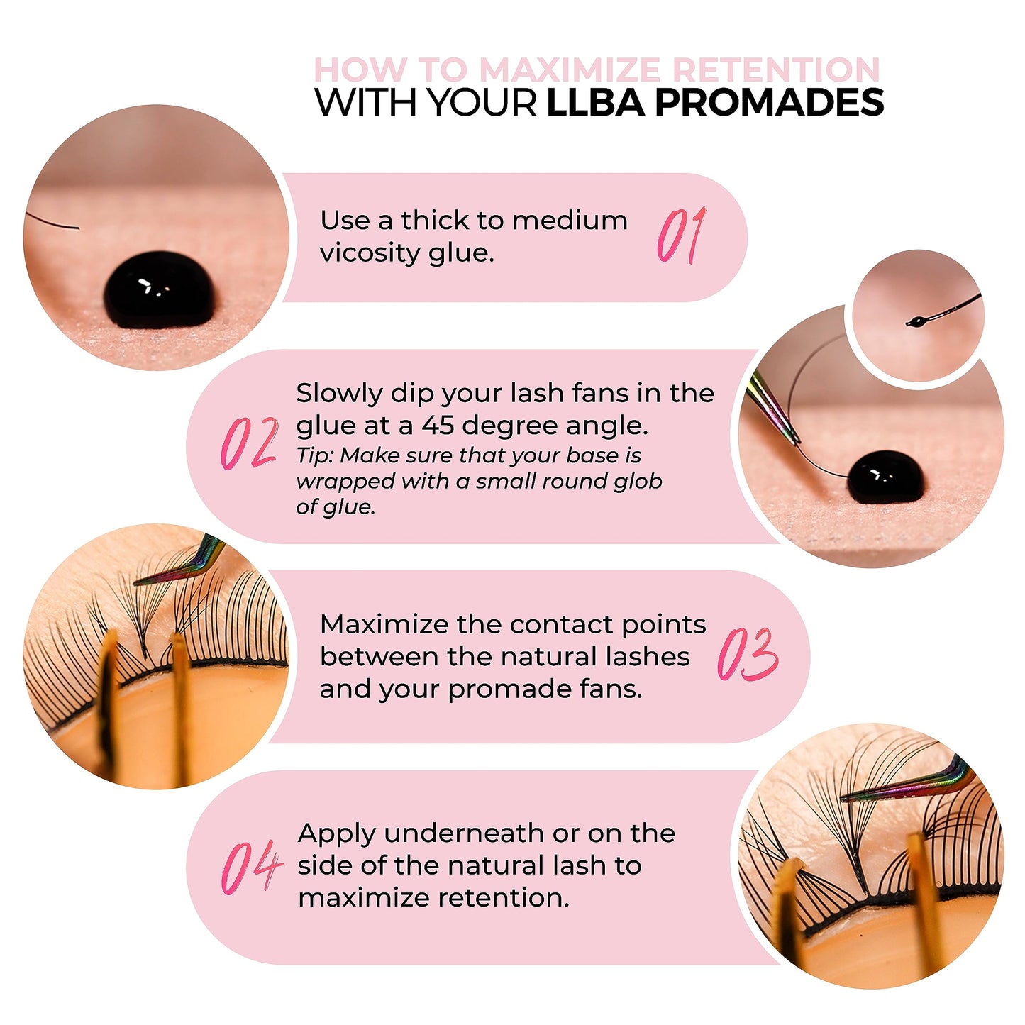 LLBA Promade Fans | Handmade Volume Eyelashes | Multi Selections From 3D To 16D | C CC D DD L M Curl | Thickness 0.03 ~ 0.1 mm | 8 - 20mm Length | Long Lasting | Easy Application (7D-0.07 D 9 mm)