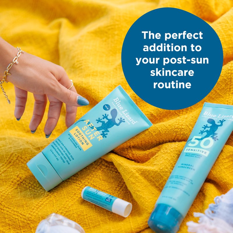 BLUE LIZARD After Sun Soothing Lotion, Lightweight Formula with Shea Butter, Soothes and Moisturizes, Proven to Reduce the Look of Redness, Instant Hydration, Vegan, Hypoallergenic, 6 oz.