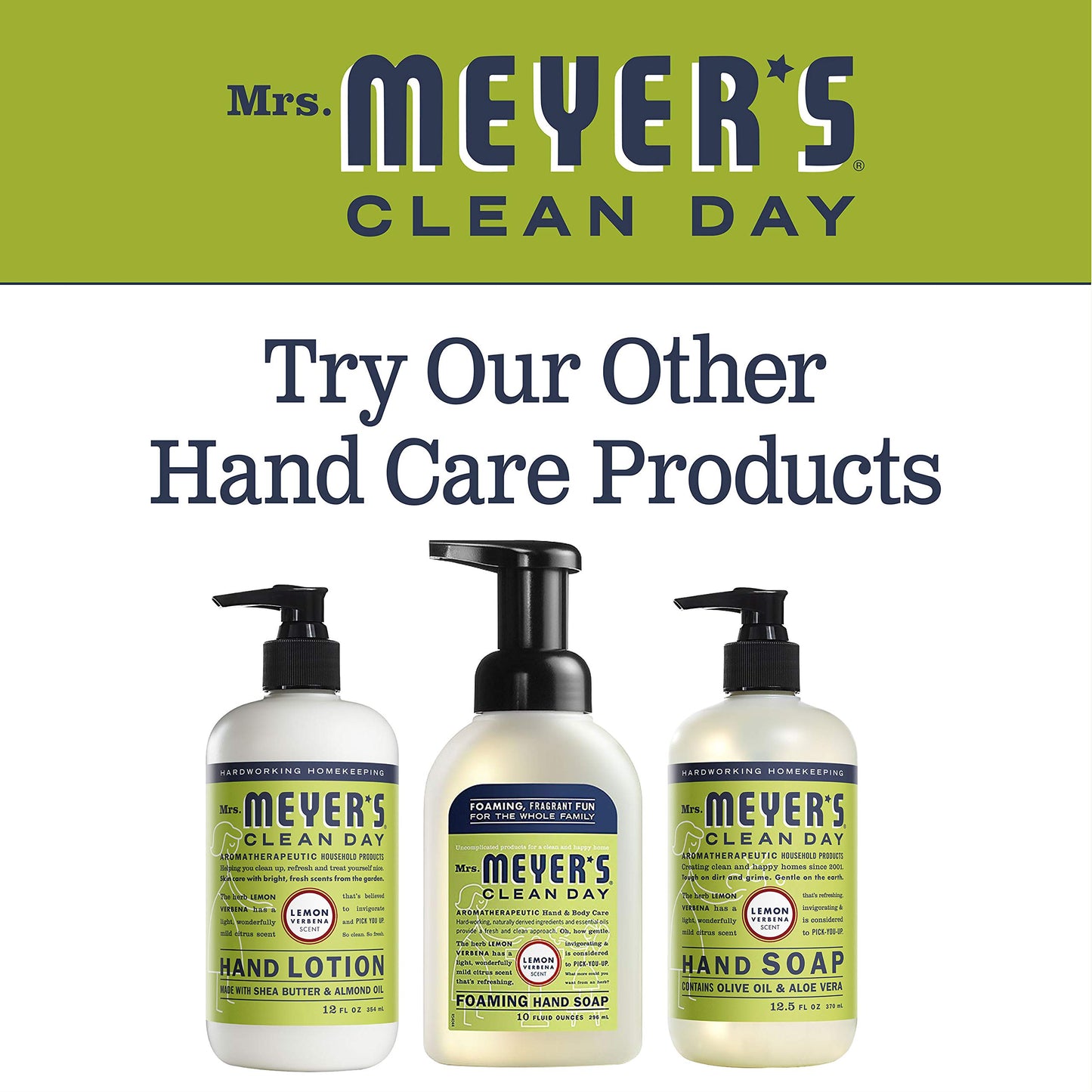 Mrs. MEYER'S CLEAN DAY Foaming Hand Soap, Lemon Verbena Scent, 10 Fl oz (Pack of 2)