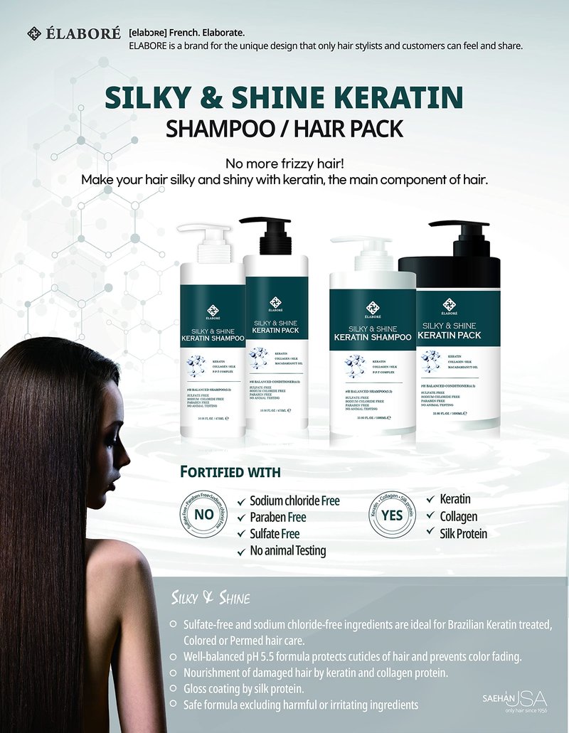 Elabore Silky & Shine KERATIN Pack 33.80fl.oz/ 1000ml