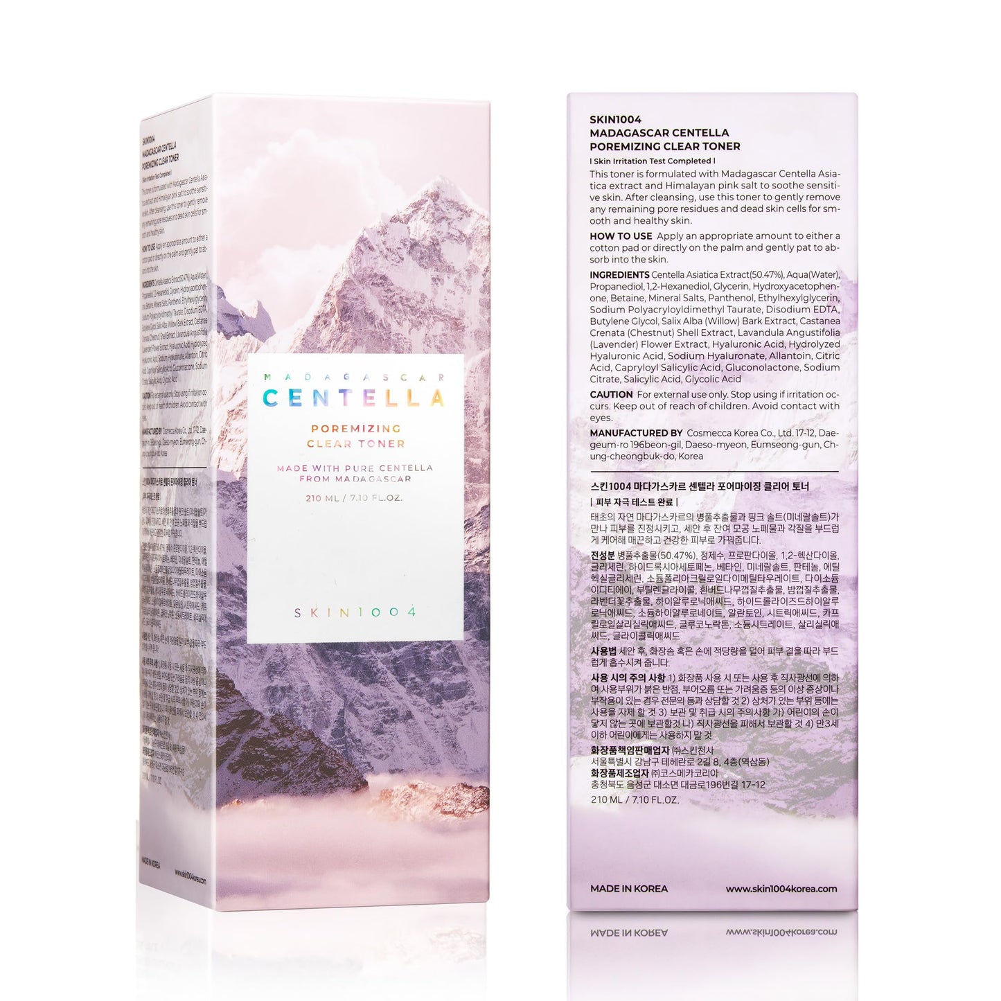 SKIN1004 Poremizing Clear Toner 7.10 fl.oz, 210ml, Korean Face Toner with Himalayan Pink Salt & Madagascar Centella, Facial Toner for Pore Care & Oil Balance, Hydrating Essence, Korean Skin Care