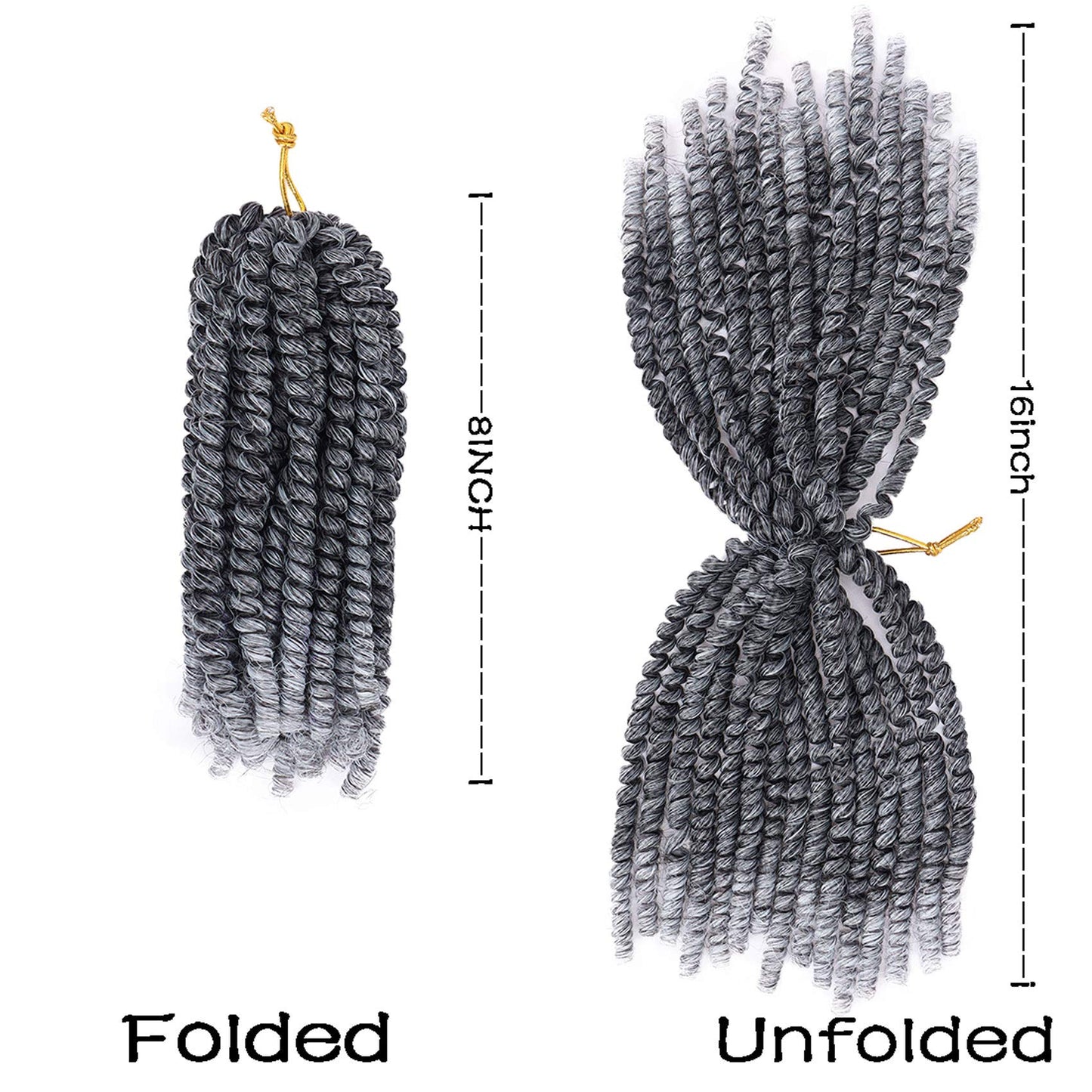 6 Packs Spring Twist Braiding Hair Spring Twists Bomb Twist Hair Synthetic Fiber Fluffy Twist Crochet Braids Low Temperature Fiber Crochet Hair for Women Braiding Hair(8inch,T1B/Gray)