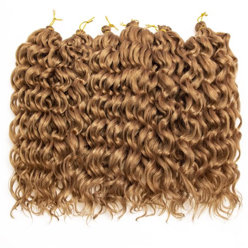 Ocean Wave Crochet Hair Deep Wave Curly Crochet Hair For Black Women Hawaii Curly Braiding Hair Synthetic Bohemian Crochet Braid Water Wave Crochet hair Extensions(18inch, 27#)