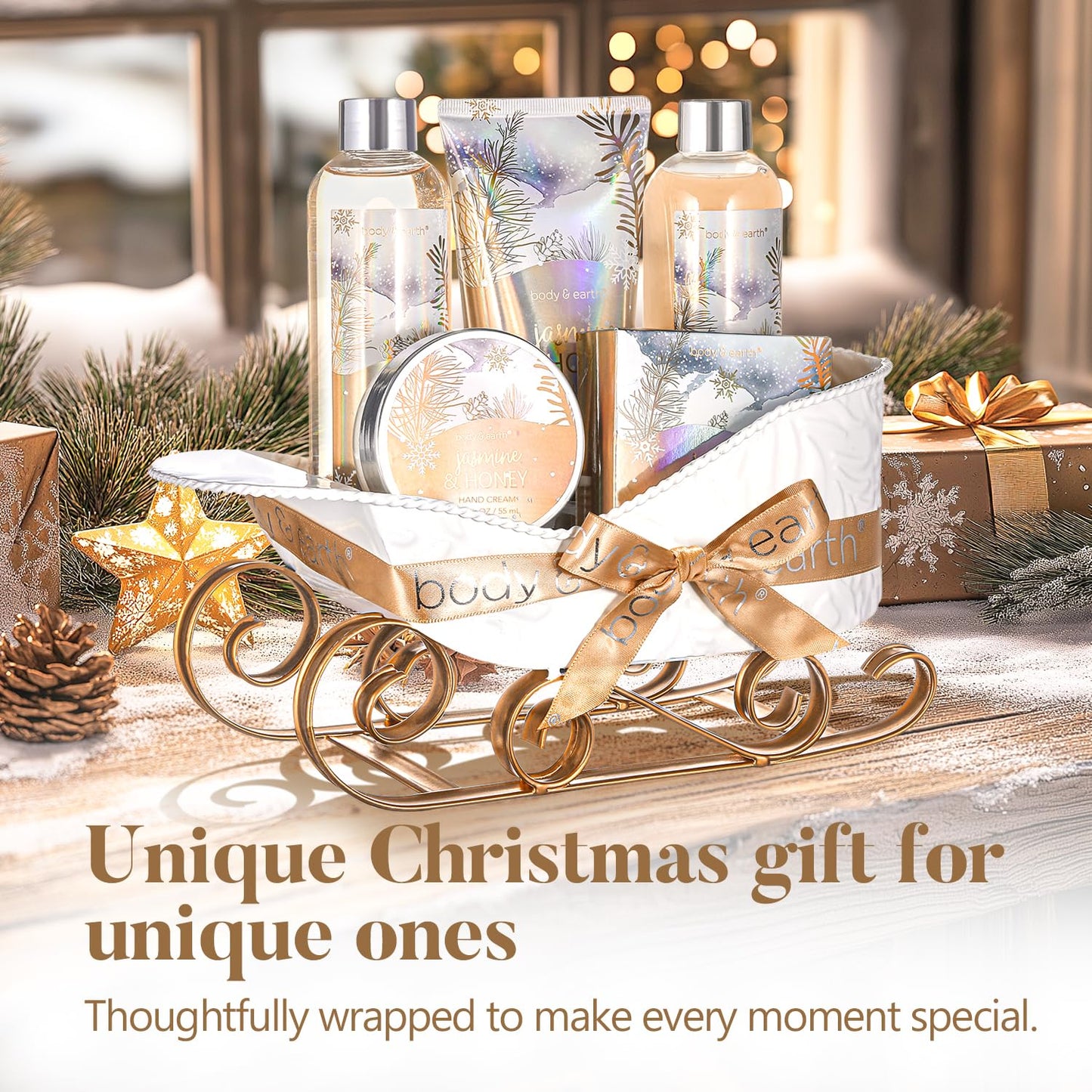 Jasmine & Honey Gift Set for Women - Luxurious Bubble Bath & Hand Cream - Perfect Holiday Gift Basket