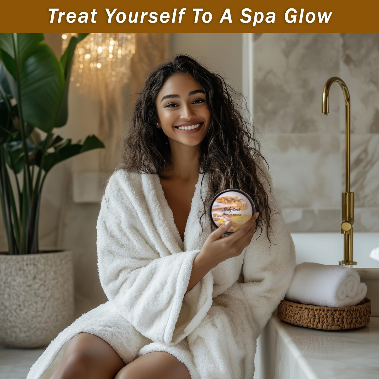 Aqua Elegante Full Spa Gift Set - 15 Piece Premium Bath Basket with Wash, Bubbles, Lotion, Salts, Body Scrub, Towel, Shower Puff, Bathbombs, Reusable Basket, Gifts for Women - Honey & Almond