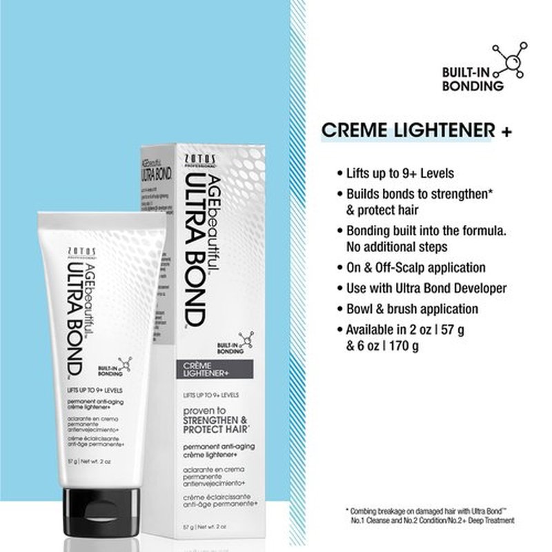 ULTRA BOND Hair Creme Lightener with Bond Building - Lifts up to 9+ Levels - Strengthen, Protect & Nourish, 2 Fl Oz